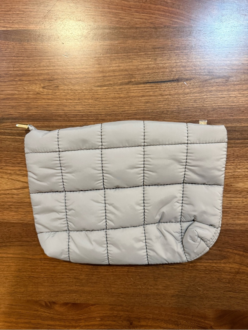 New Tarte Puffy Makeup Bag Slate Gray Quilted Cosmetic Bag 9x7 Travel Zip